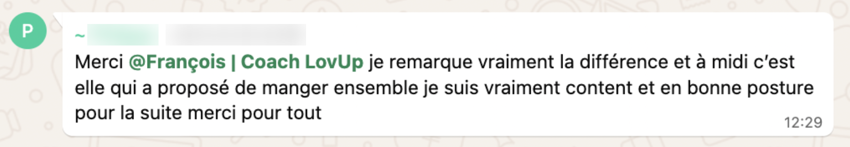 Témoignage client Lovup - Changement remarqué chez la partenaire